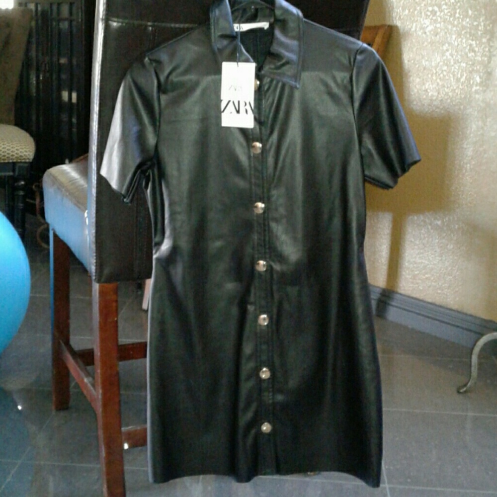 NWT  ZARA FAUX LEATHER  DRESS